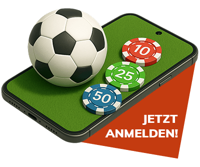 Spielchips und Fussball auf einem Smartphone